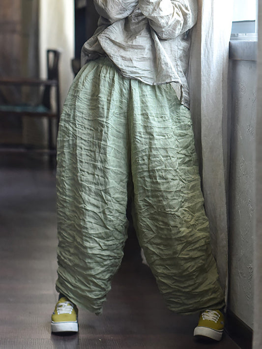 Women Summer Vintage Solid Loose Linen Pants