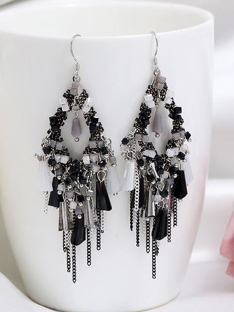 Bohemia Women S925Sliver Tassel Pandent Earrings