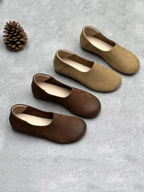 Women Summer Vintage Soft Leather Flat Shoes