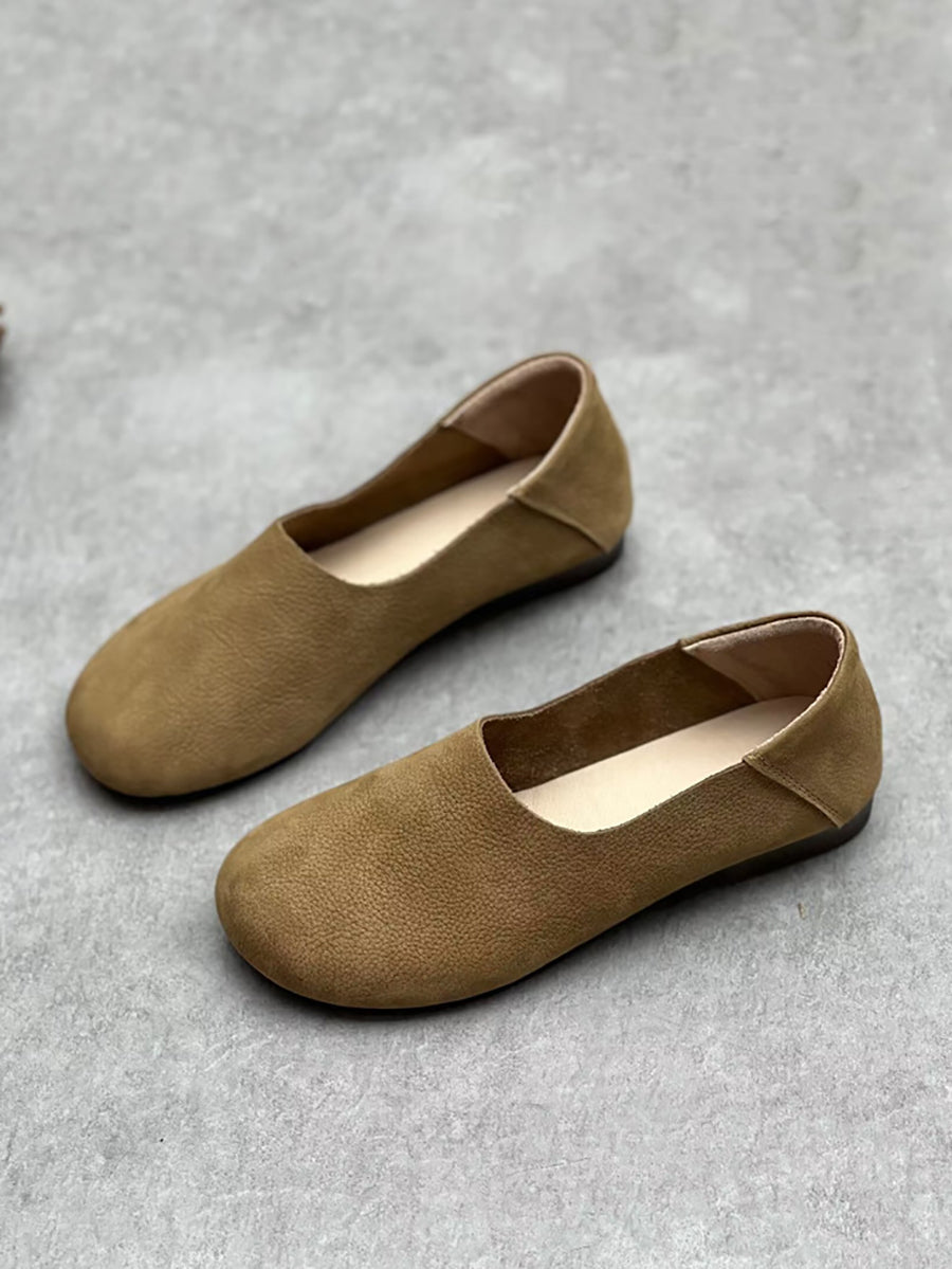 Women Summer Vintage Soft Leather Flat Shoes