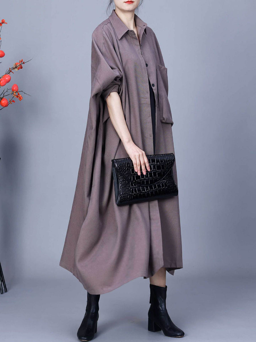 Women Autumn Casual Batwing Sleeve Loose Shirt Coat