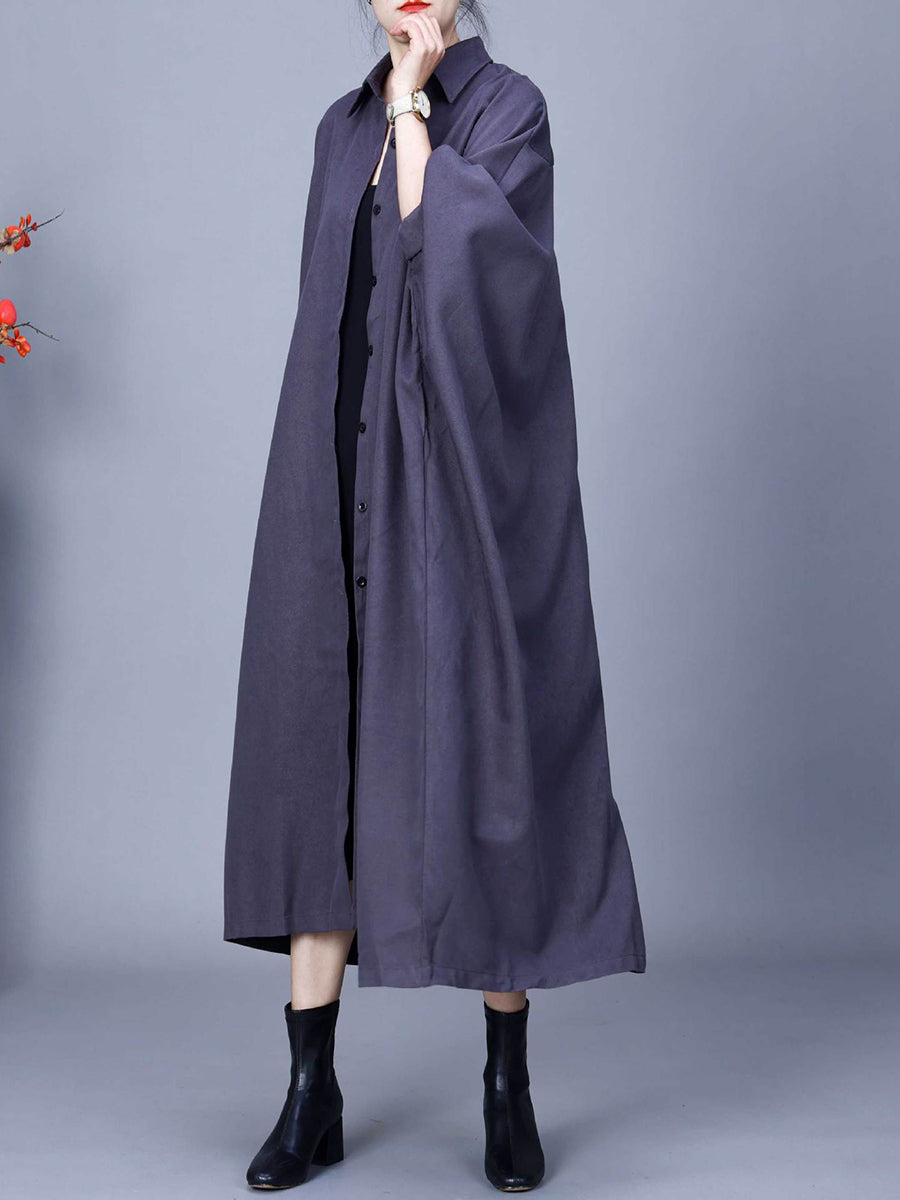 Women Autumn Casual Batwing Sleeve Loose Shirt Coat