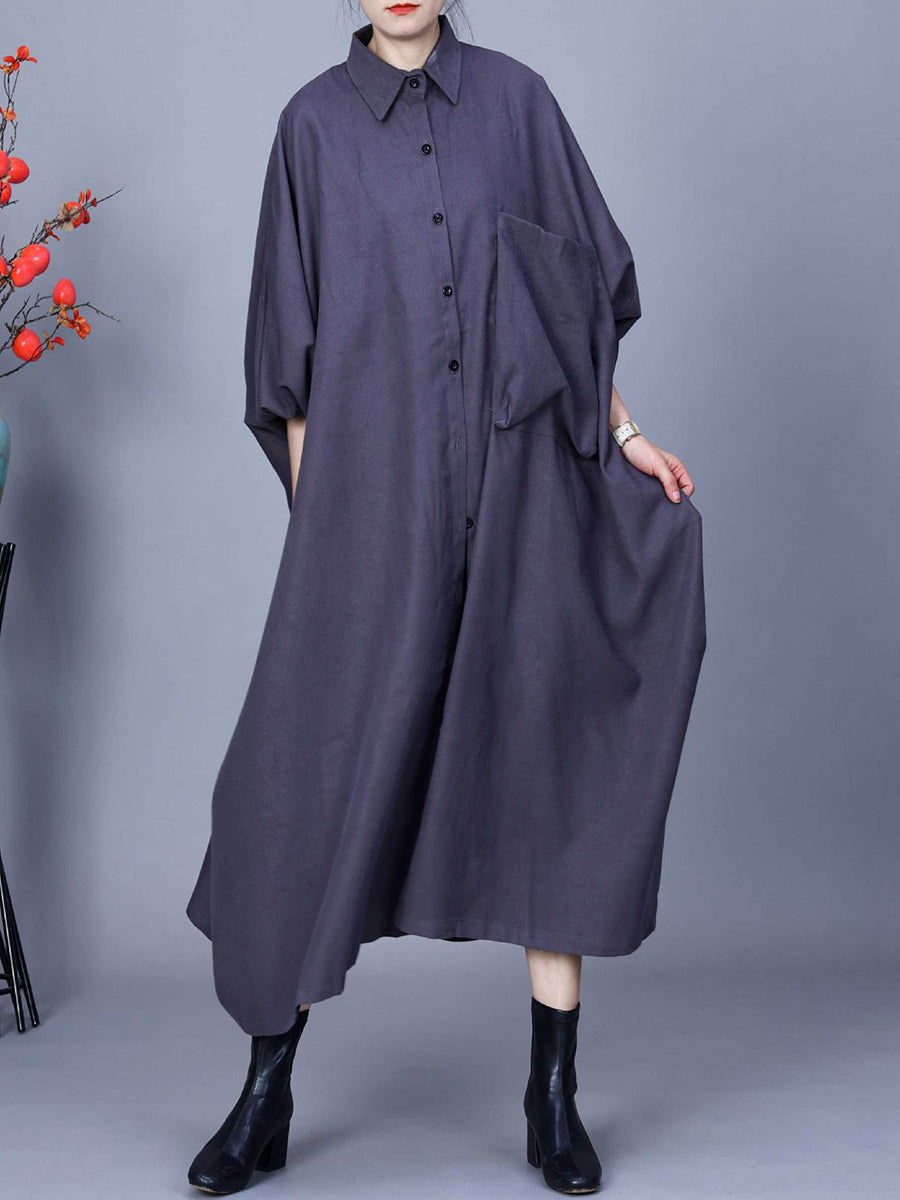 Women Autumn Casual Batwing Sleeve Loose Shirt Coat