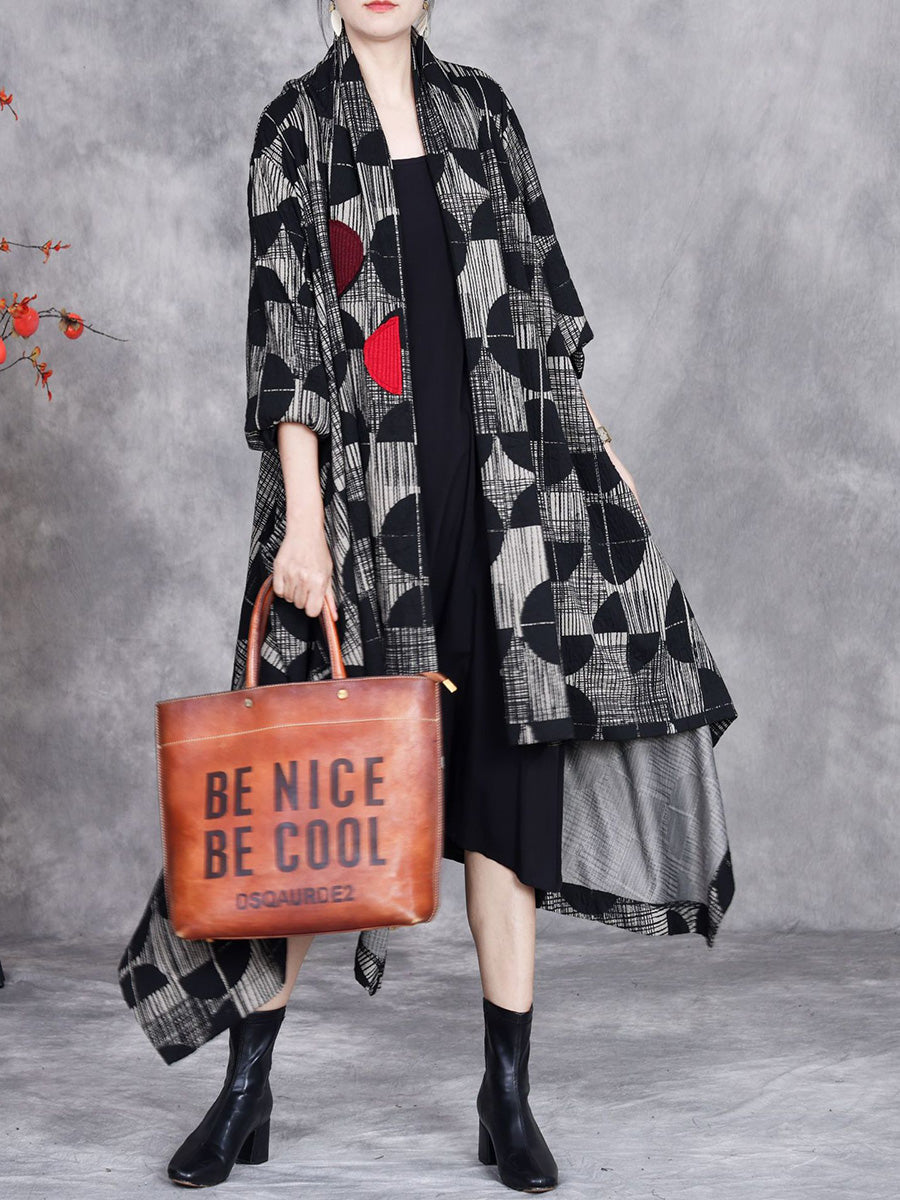 Women Artsy Autumn Irregular Semicircle Loose Coat