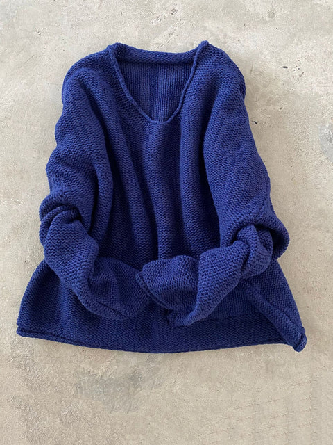 Women Autumn Pure Color O-Neck Knit Sweater