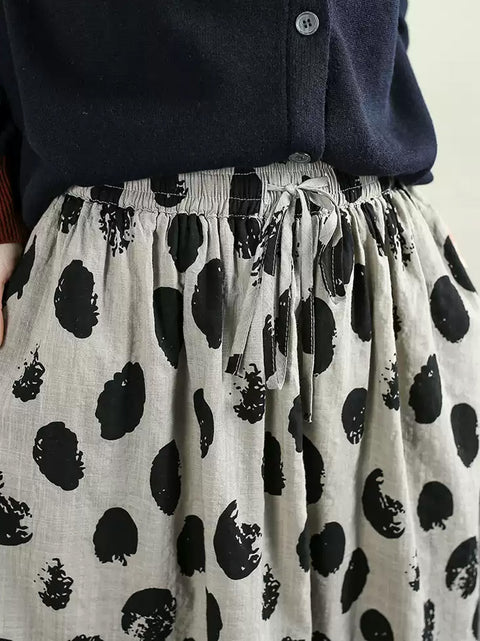 Women Spring Vintage Flower 100%Cotton Skirt