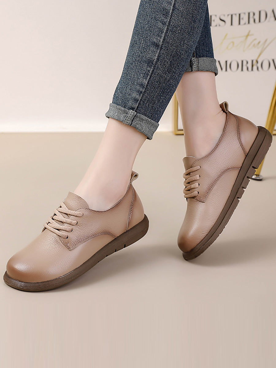 Women Summer Casual Genuine Leather Strap Flat Shoes