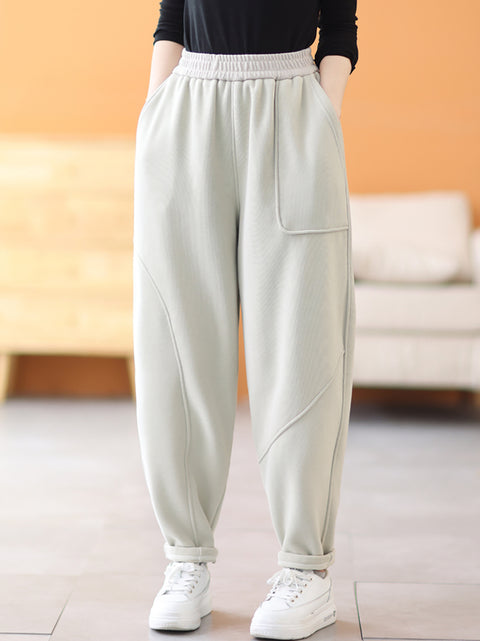 Plus Size Women Casual Winter Fleece-lined Harem Pants