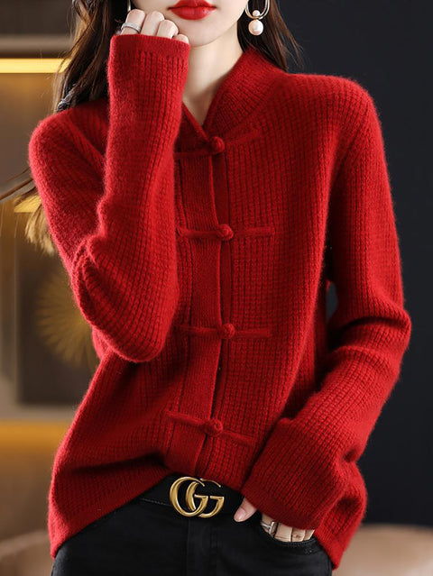 Women Casual Winter Wool Solid Knitted Sweater