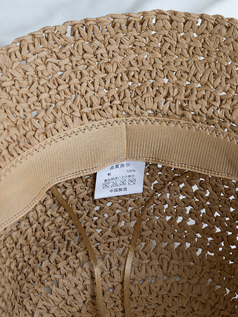 Women Summer Straw Weave Solid Travel Sunproof Hat