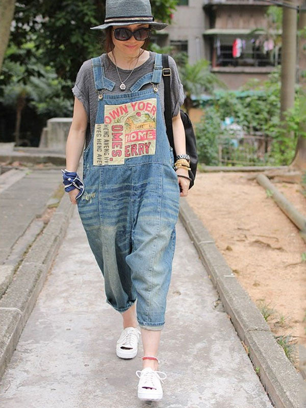 Casual loose jumpsuit denim overall - Buykud