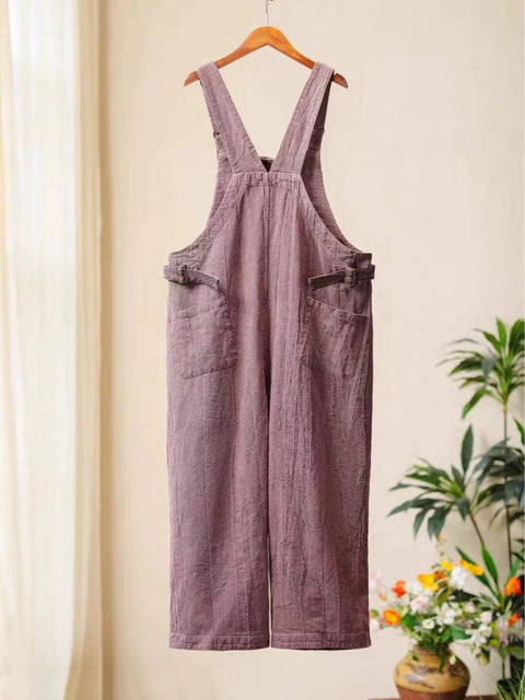 Women Summer Vintage Flower Embroidery Jumpsuits