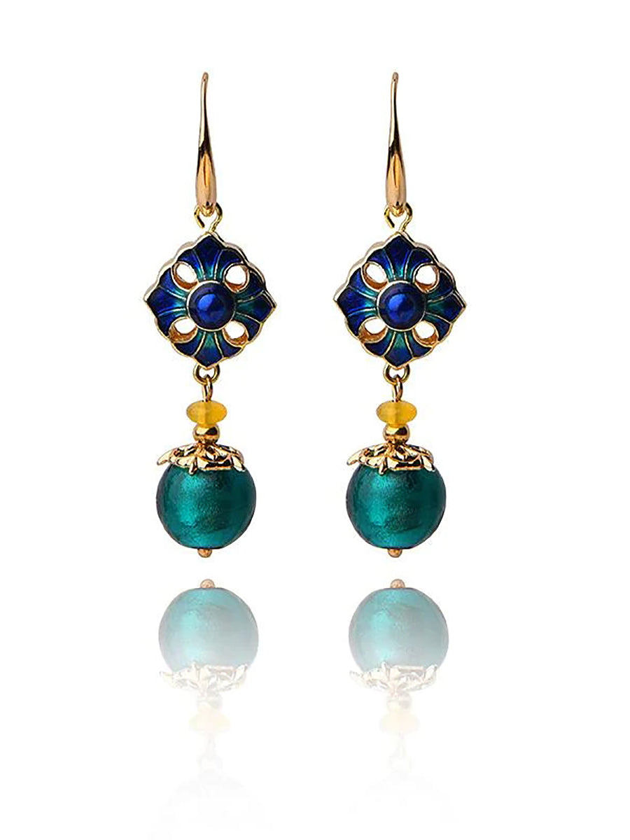 Ethnic Handmade Glaze Cloisonne Quality Drop Earrings