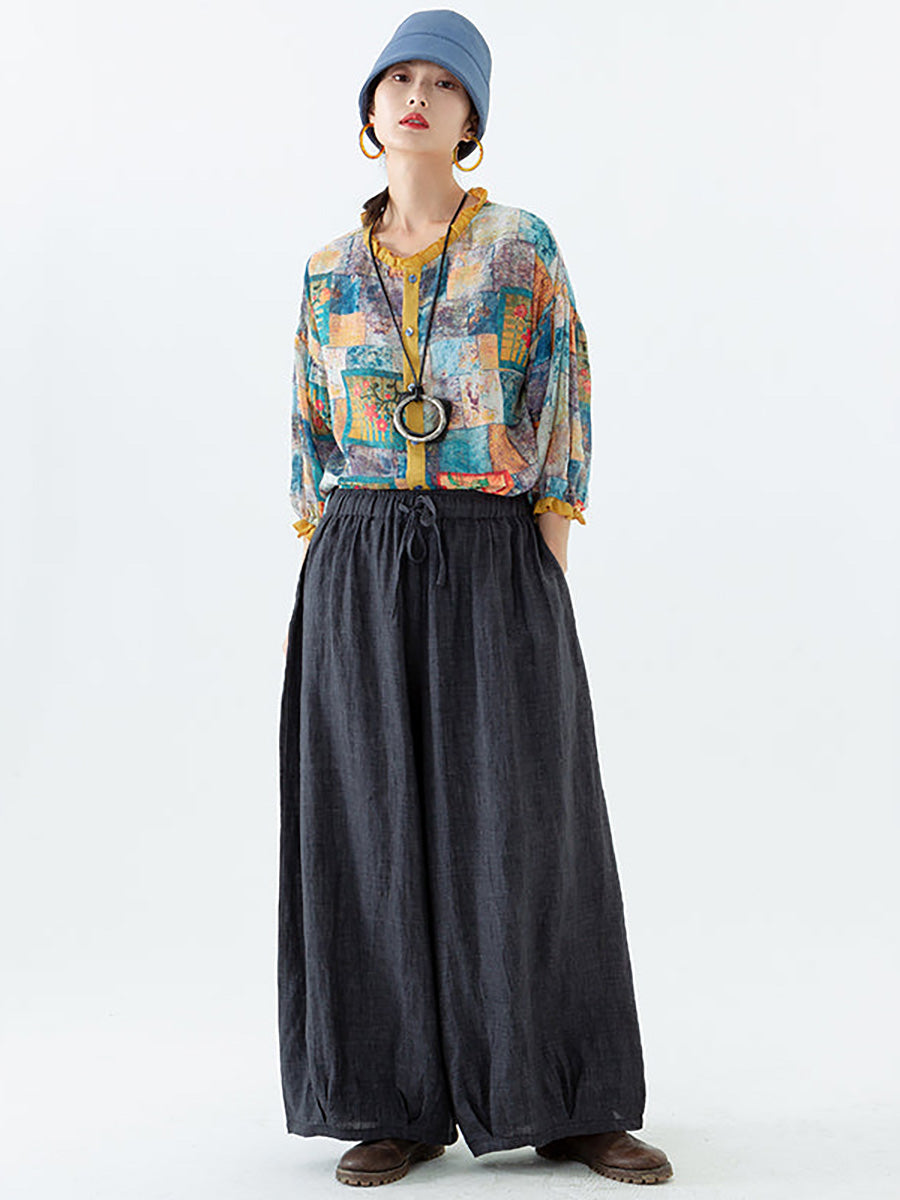 Plus Size Women Casual Spring Wide Leg Pants