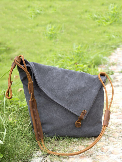 Women Canvas And Leather Crossbody Bag