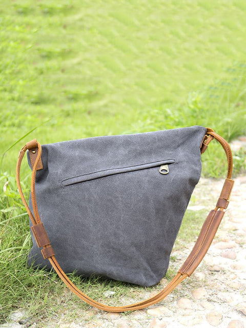 Women Canvas And Leather Crossbody Bag