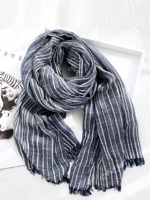 Women Vintage Stripe Tassel Soft Scarves