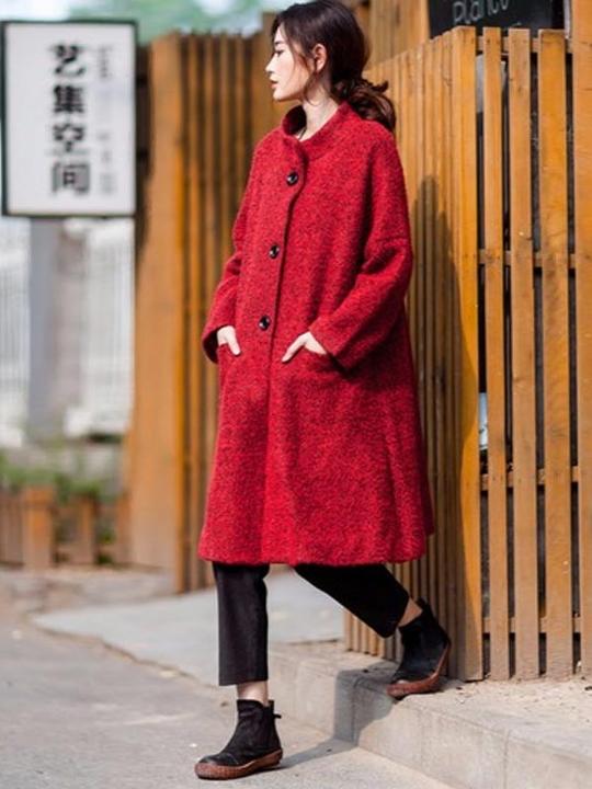 Plus Size Winter Women Casual Loose Woolen Coat