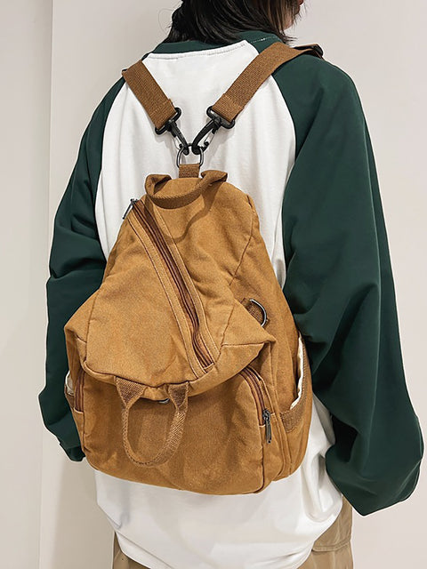 Japan Style Canvas Solid Shoulder Bags Backpack