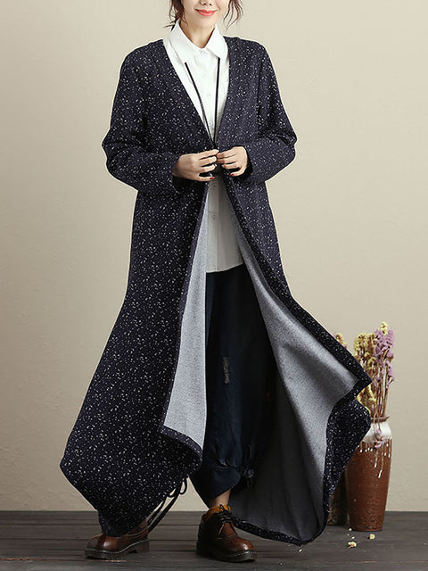 Plus Size Cardigan Long Sleeves Blue Autumn Winter Coat For Women