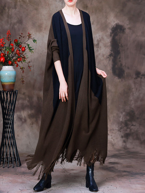 Autumn Patchwork Wool Irregular Coat For Women