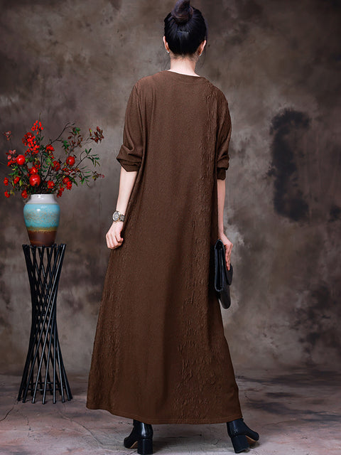 Women Commuter Long Sleeve O-Neck Dress