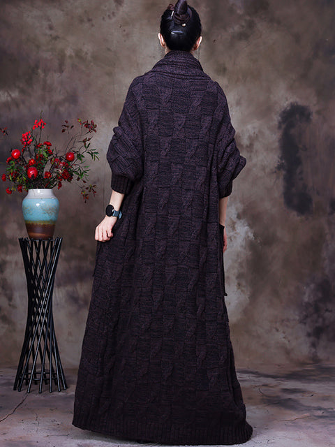 Women Vintage Long Baggy Thick Sweater Coat