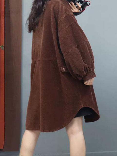 Women Winter Loose Lantern Sleeve Mid Length Coat