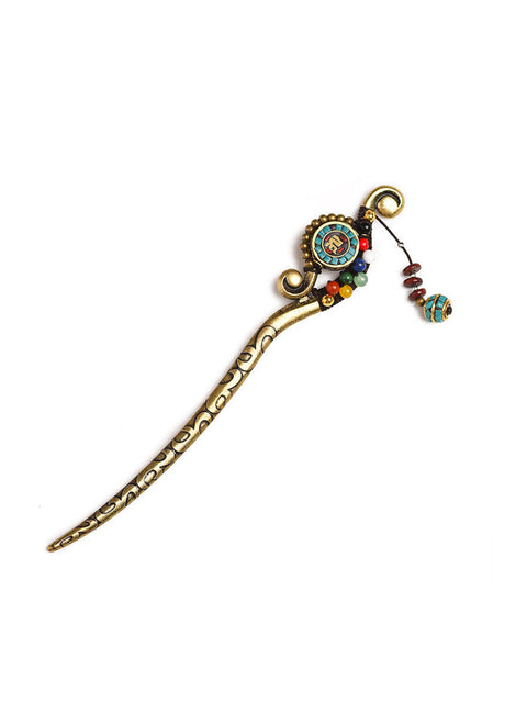 （2 PCS)）Retro Elegant Pendant Hairpin